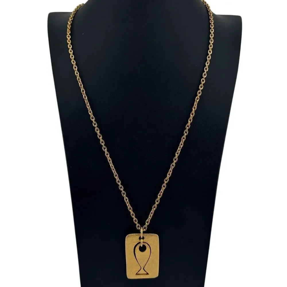 Vintage Modernist MCM Fish Cutout Pendant Retro 1960s Gold Tone 26